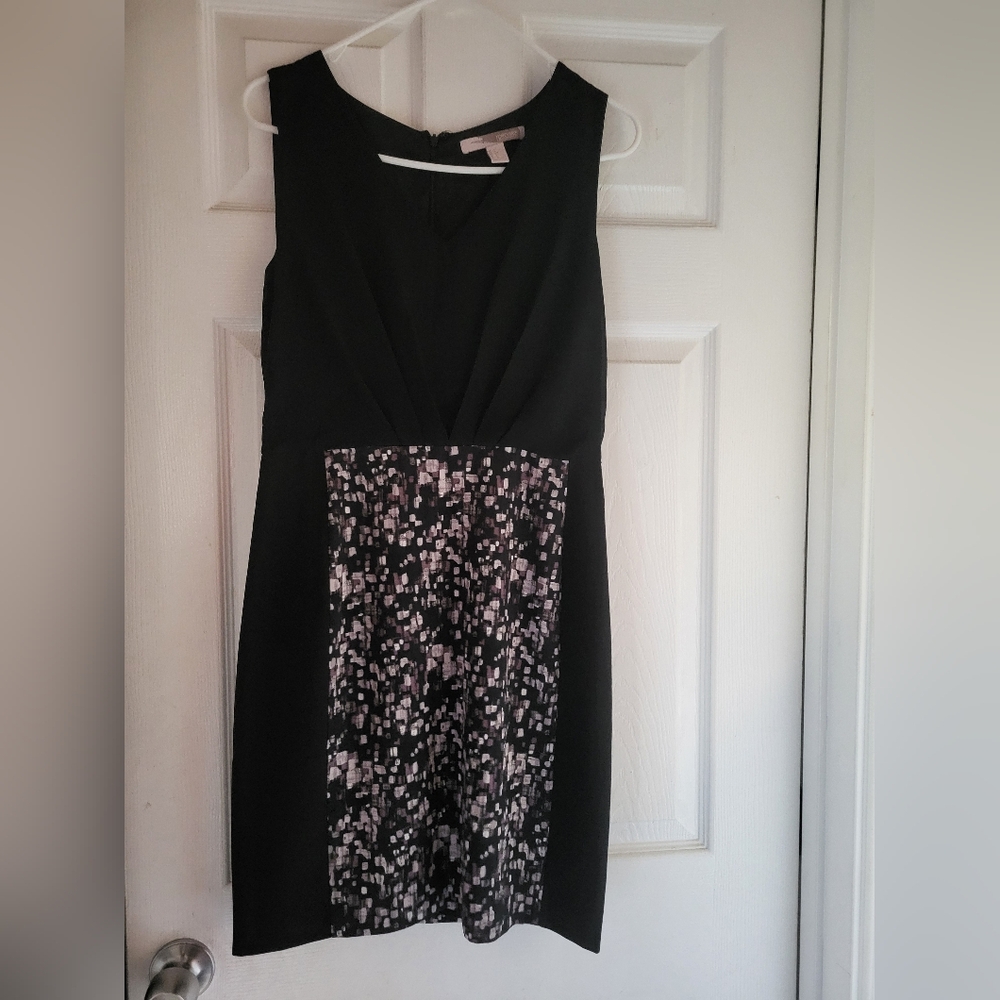 Forever 21 Black Midi Dress with Pink Pattern